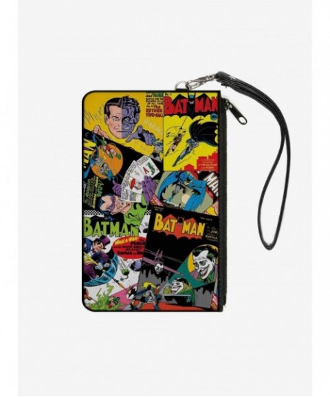 Limited-time Offer DC Comics Retro Batman 6 Comic Book Covers Stacked Wallet Canvas Zip Clutch $6.62 Clutches